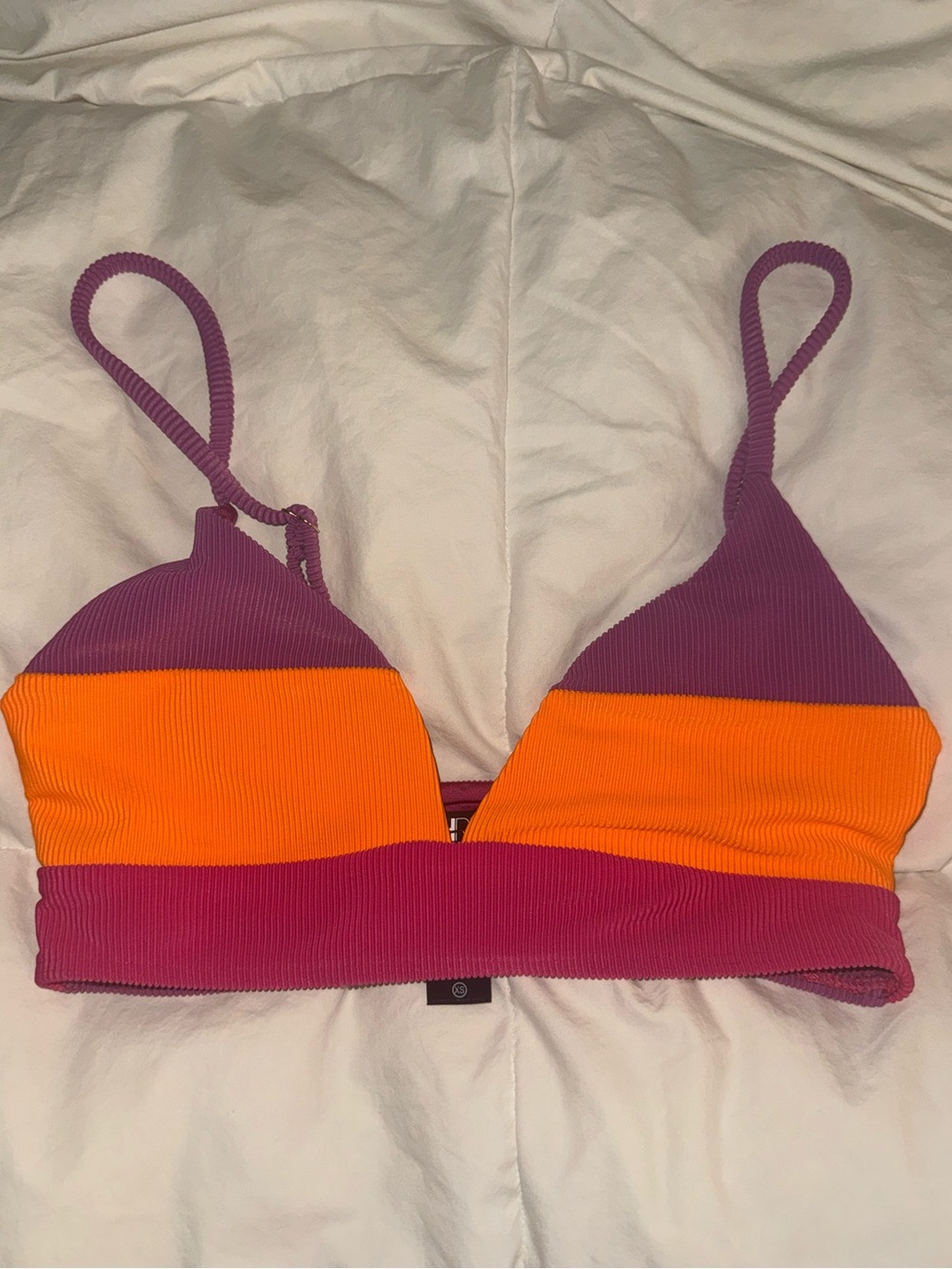 NWT Beach Riot Purple Orange Pink Ribbed Triangle Bikini Top